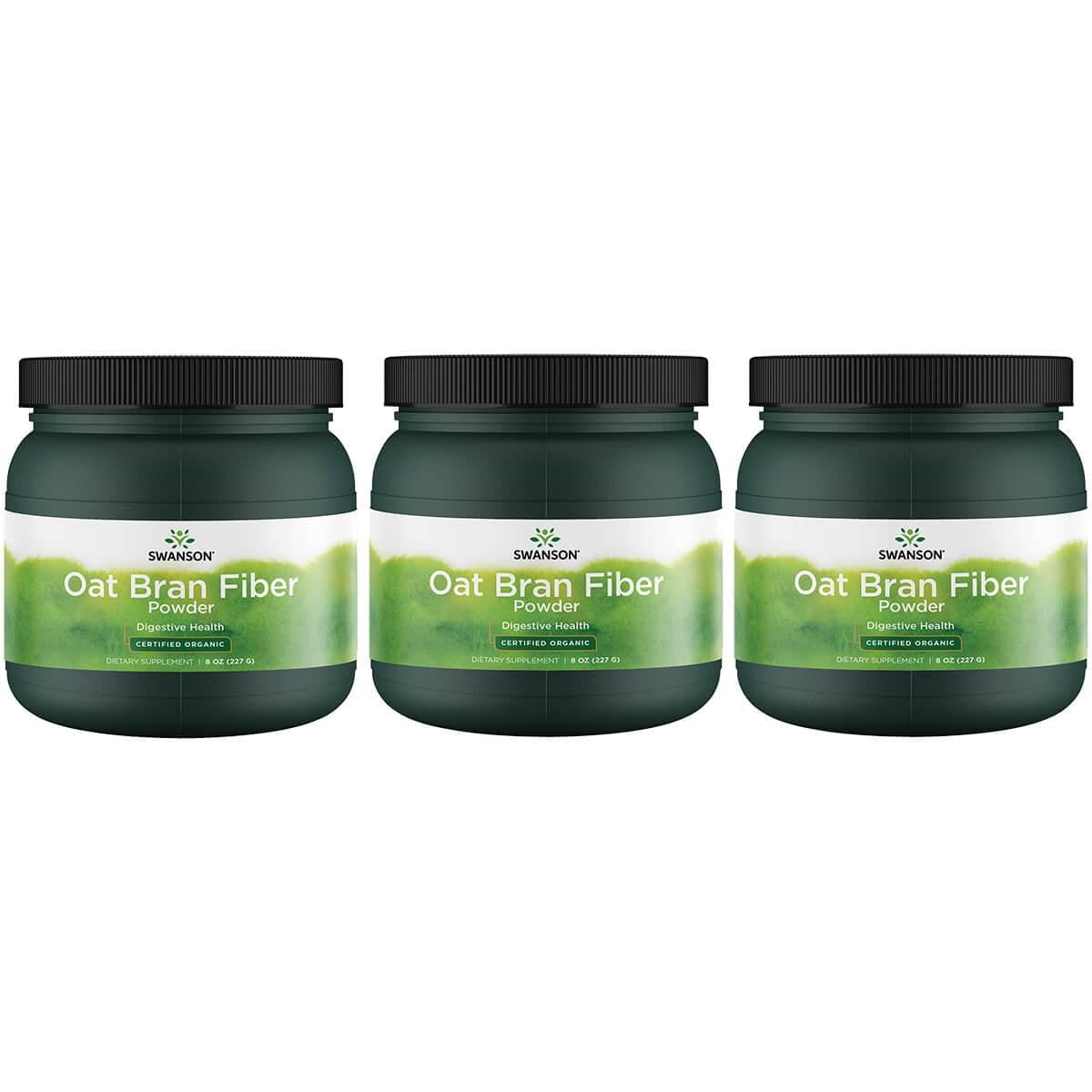 Swanson Oat Bran Fiber Powder Certified Organic 8 oz Pwdr 3 Pack