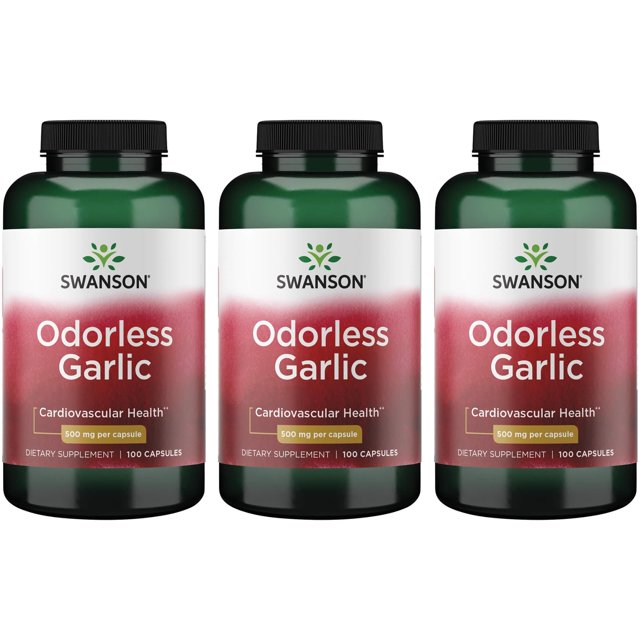 Swanson Odorless Garlic 500 mg 100 Caps 3 Pack