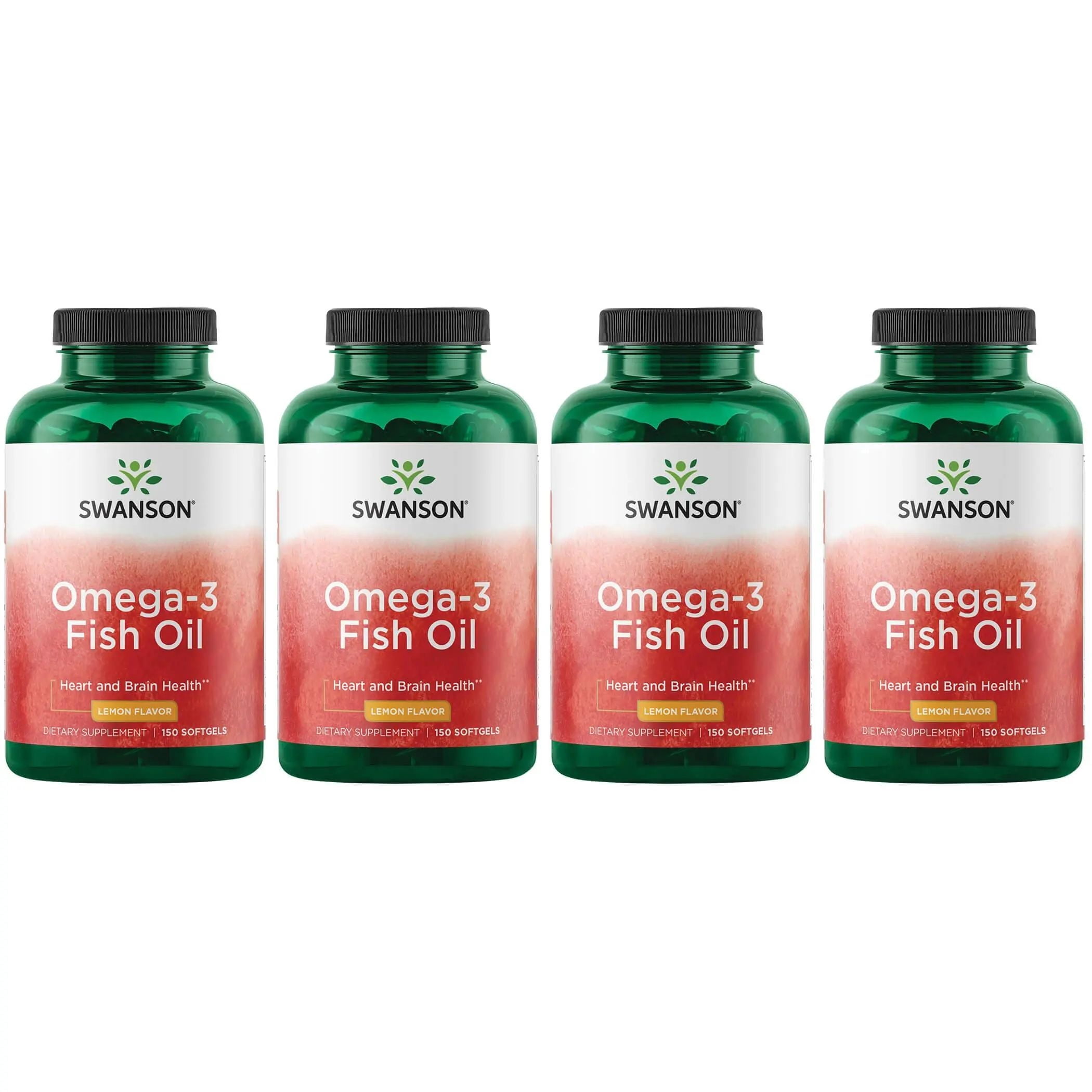 Swanson Omega 3 Fish Oil Supplement Heart Brain and Joint Support GMO-free EFAs 180 mg EPA Plus 120 mg DHA 150 Softgel Capsules Lemon Flavor (4 Pack)