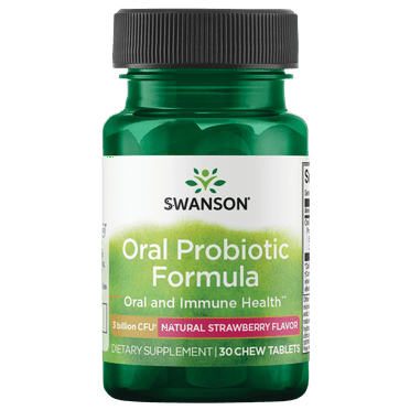 Swanson Oral Probiotic Formula - Oral and Immune System Health - Natural Strawberry Flavor 30 Chwbls