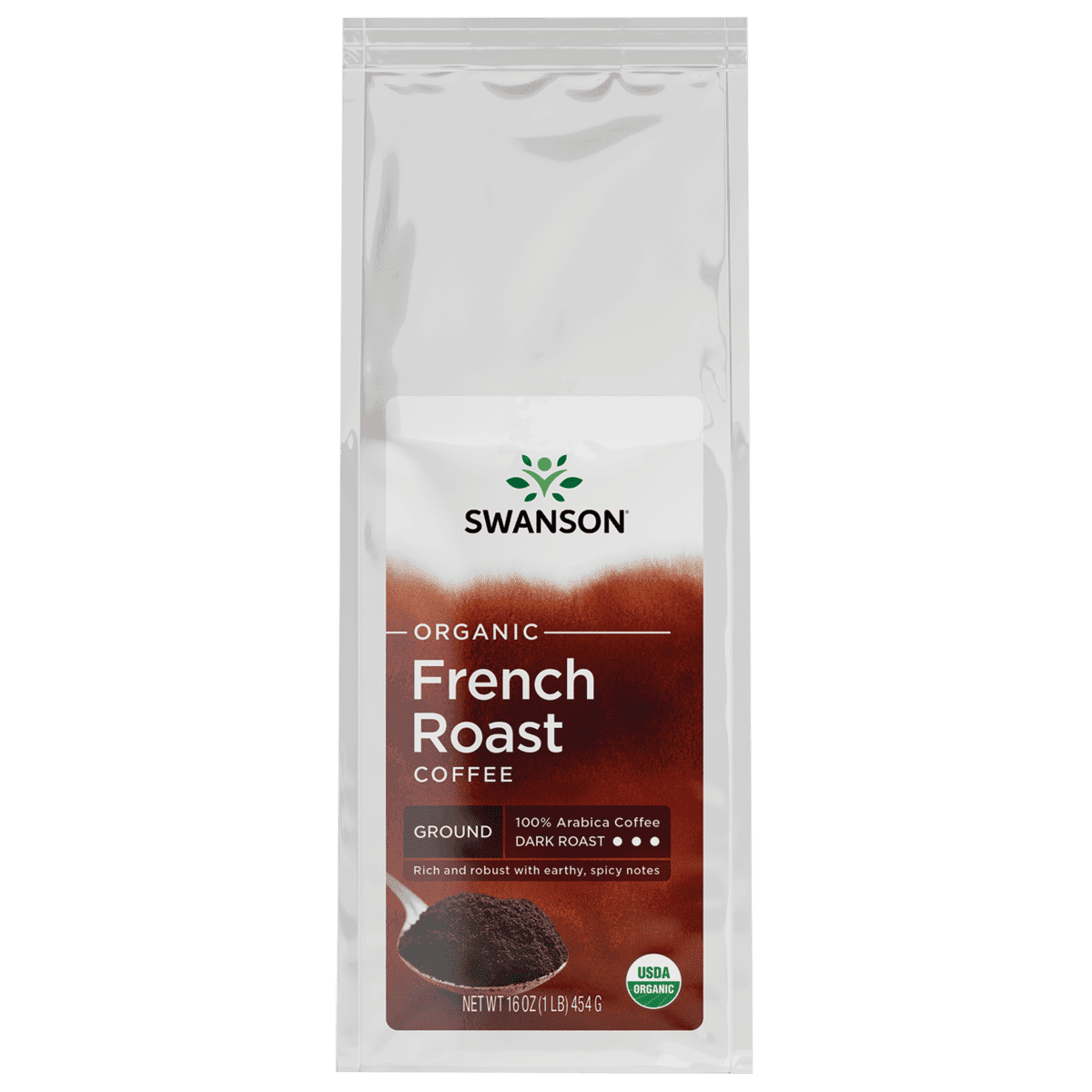 Swanson Organic French Roast Ground Coffee - Dark Roast 16 oz Package