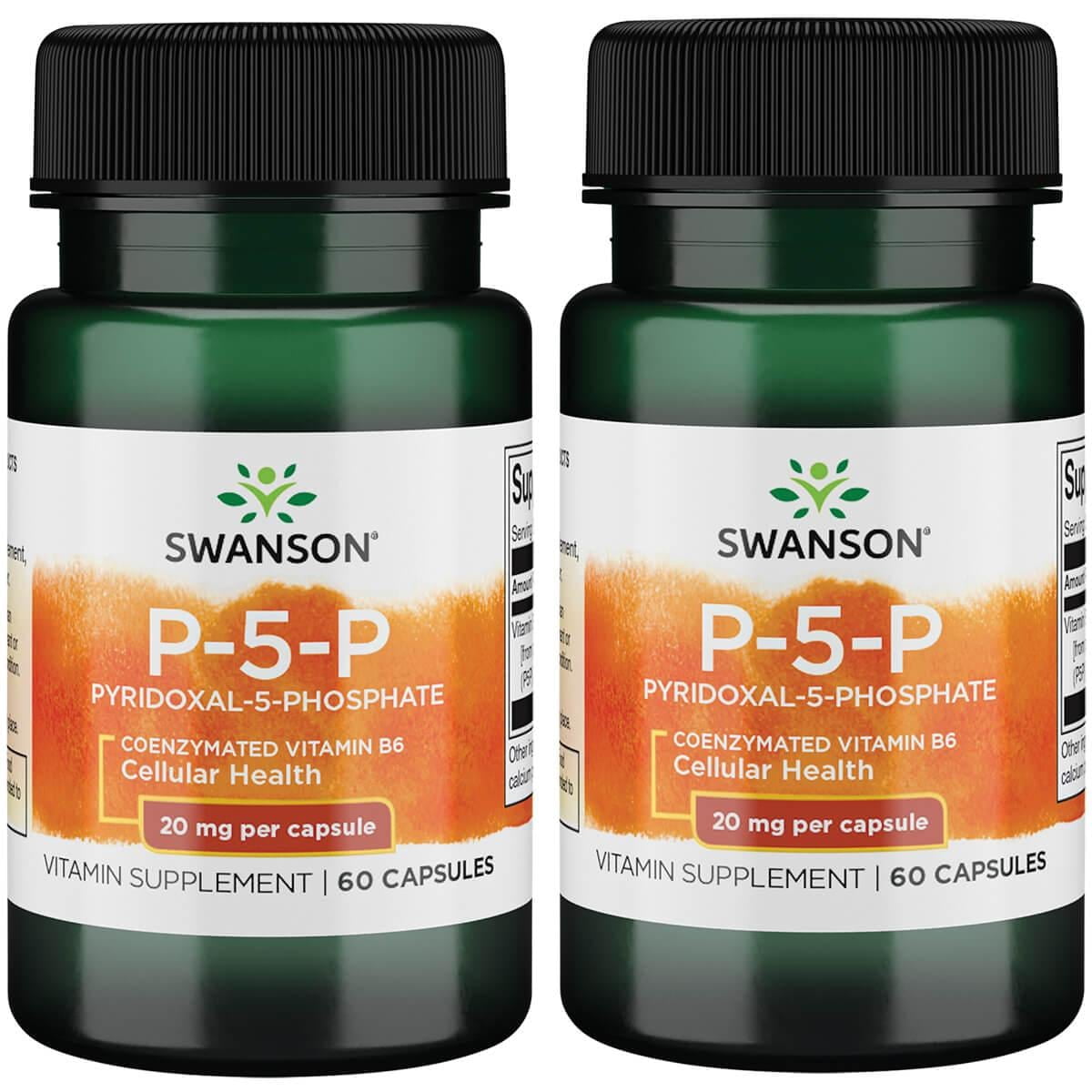 Swanson P5P Pyridoxal5Phosphate 20 mg 60 Caps 2 Pack