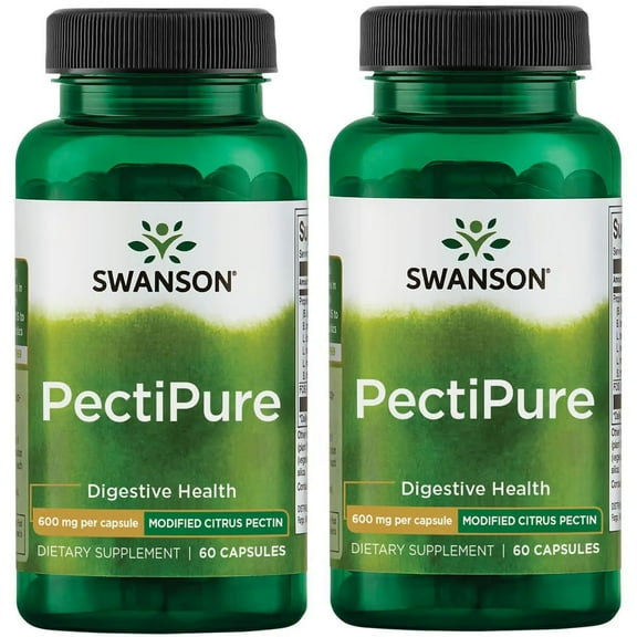 Swanson PectiPure Modified Citrus Pectin-Supports Digestive Health and Cellular Health-Delivers Minimum of 82% Galacturonic Acid-Natural Wellness Supplement (60 Capsules, 600mg Each) (2 Pack)