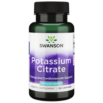 Swanson Potassium Citrate Mineral Supplement, Helps Support Heart Health & Energy, 99 mg, 120 Capsules