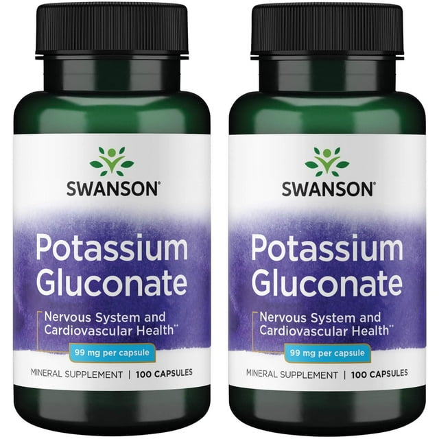 Swanson Potassium Gluconate 99 mg 100 Caps 2 Pack