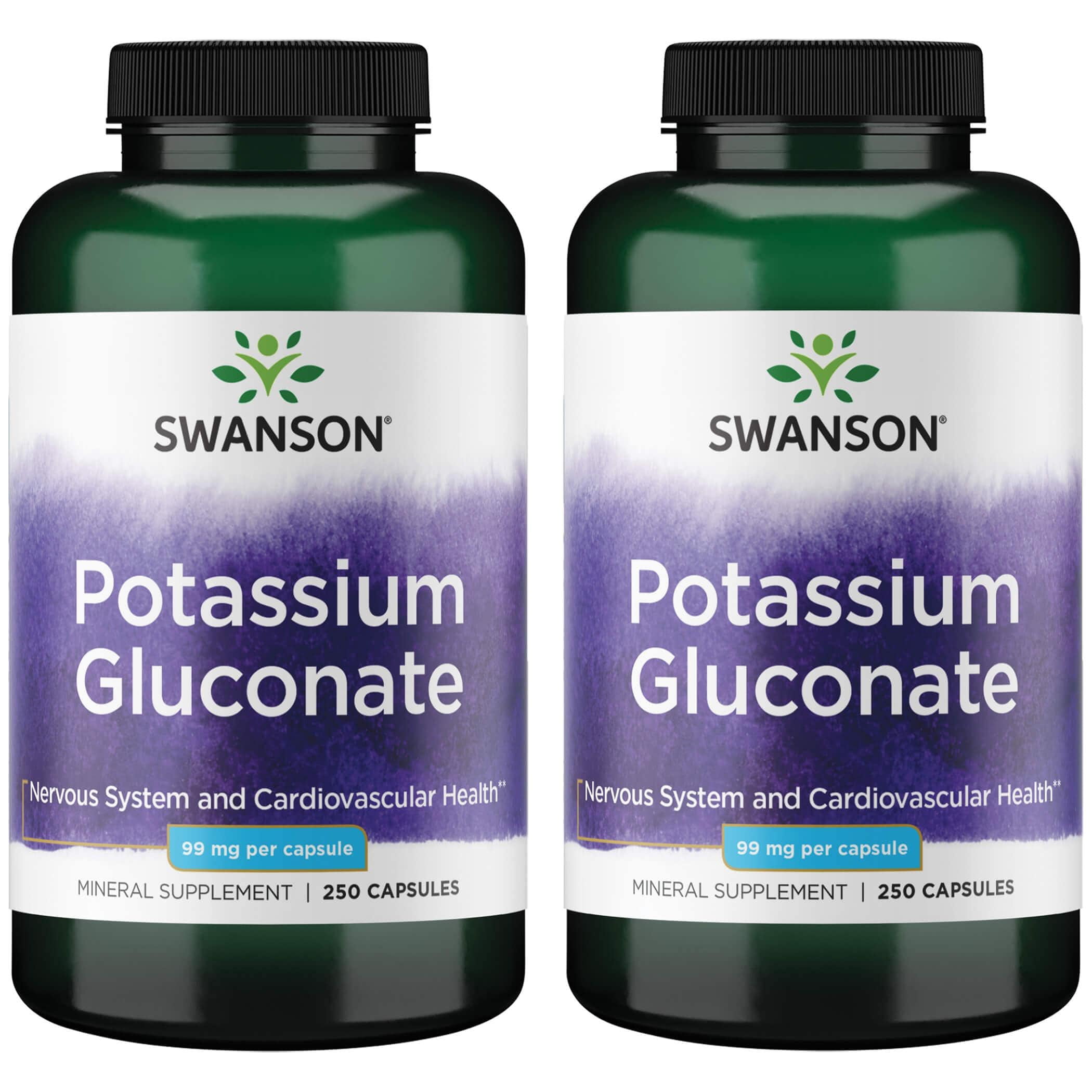 Swanson Potassium Gluconate 99 mg 250 Caps 2 Pack