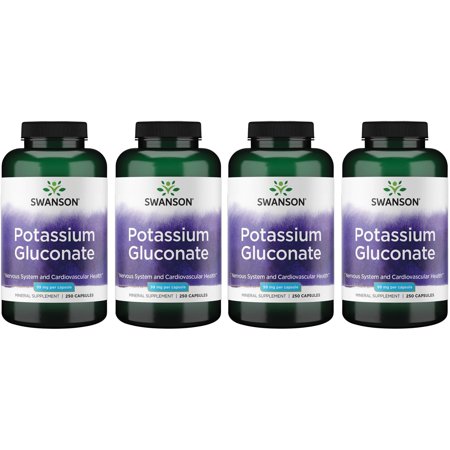 Swanson Potassium Gluconate 99 mg 250 Caps 4 Pack