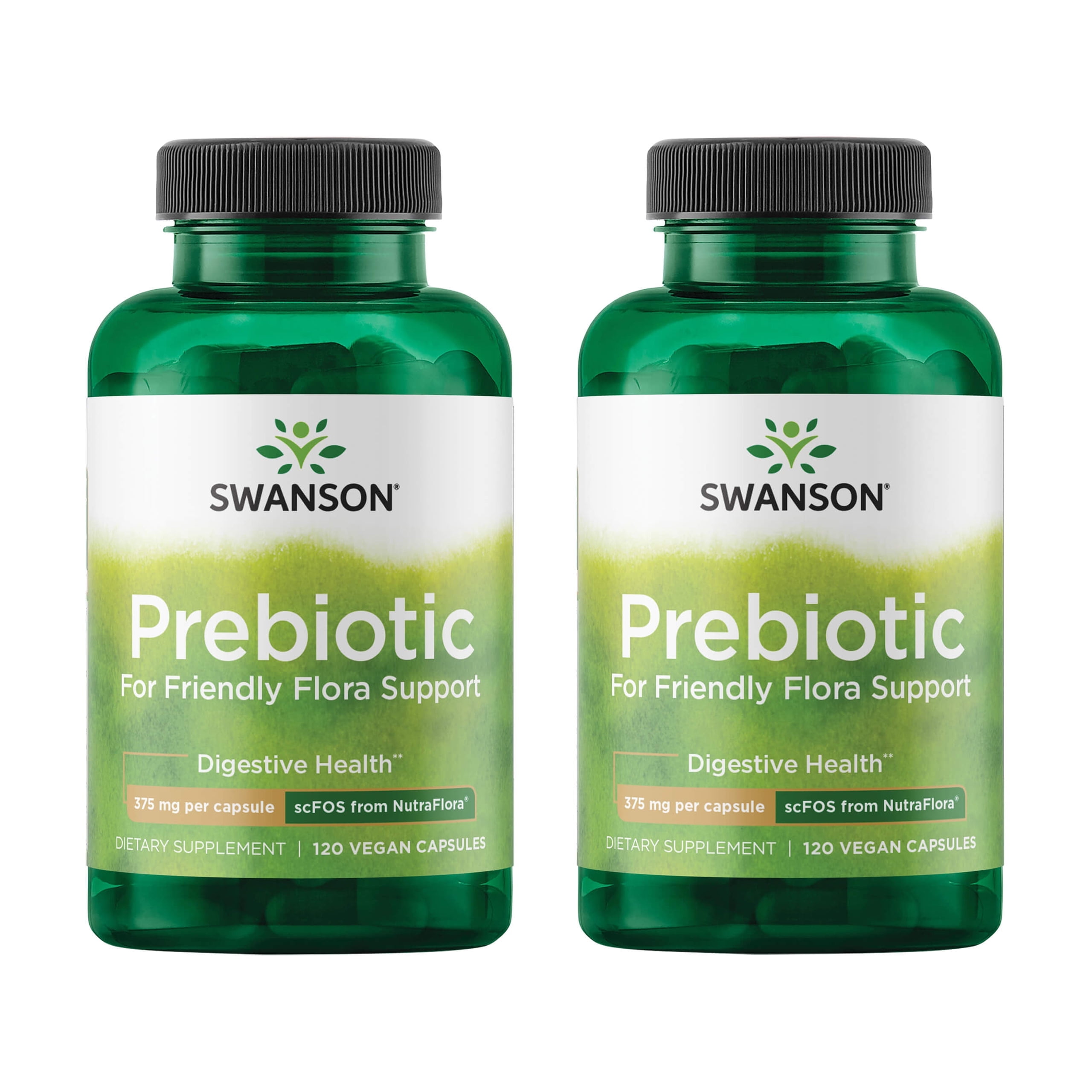 Swanson Prebiotic Capsules - Promotes Friendly Flora Support & Overall Digestive Health - Prebiotic Fiber Promoting Gut Health & Immune Health Support - (120 Veggie Capsules, 750mg Each) (2 Pack)