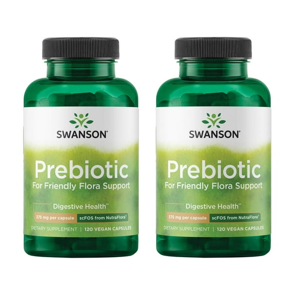 Swanson Prebiotic Capsules - Promotes Friendly Flora Support & Overall Digestive Health - Prebiotic Fiber Promoting Gut Health & Immune Health Support - (120 Veggie Capsules, 750mg Each) (2 Pack)