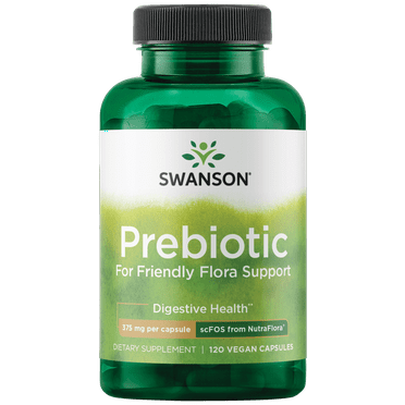 Swanson Prebiotic Capsules - Promotes Friendly Flora Support & Overall Digestive Health - Prebiotic Fiber Promoting Gut Health & Immune Health Support - (120 Veggie Capsules, 750mg Each) 1 Pack
