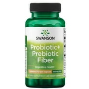Swanson Prebiotic + Probiotic Fiber Supplement, Helps Support Digestive System & Immune Health, 500 mg FOS, 60 Veggie Capsules