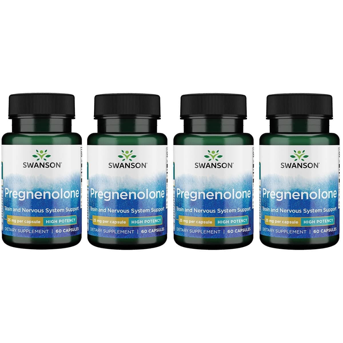 Swanson Pregnenolone High Potency 25 mg 60 Caps 4 Pack
