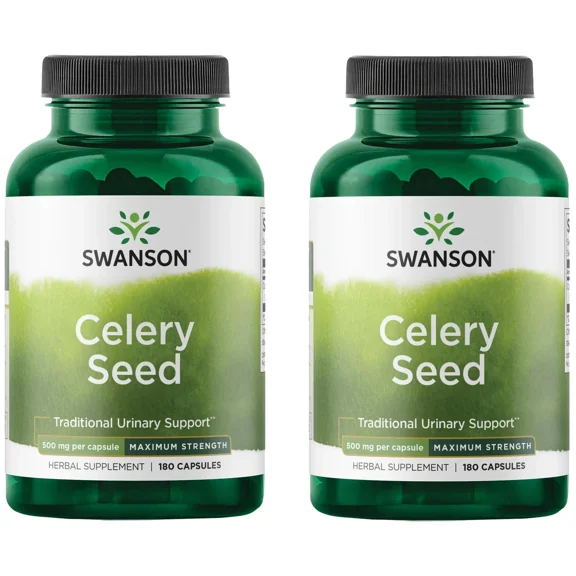 Swanson Premium- Celery Seed Maximum Strength - Antioxidant Support (500 mg 180 Capsules) (2 Pack)