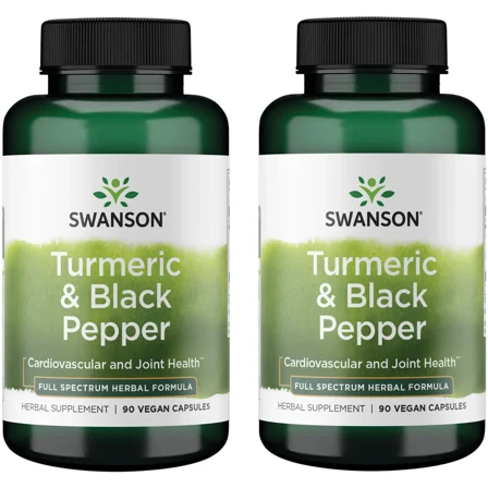 Swanson Premium- Turmeric & Black Pepper - Antioxidant, Digestion & Joint Support - 90 Veg Caps (2 Pack)