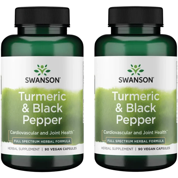 Swanson Premium- Turmeric & Black Pepper - Antioxidant, Digestion & Joint Support - 90 Veg Caps (2 Pack)