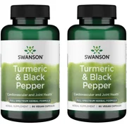 Swanson Premium- Turmeric & Black Pepper - Antioxidant, Digestion & Joint Support - 90 Veg Caps 2 Pack