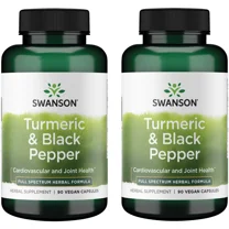 Swanson Premium- Turmeric & Black Pepper - Antioxidant, Digestion & Joint Support - 90 Veg Caps (2 Pack)