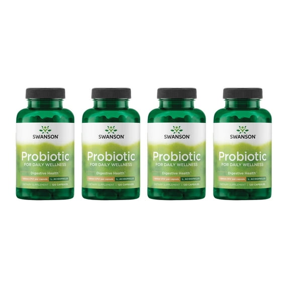 Swanson Probiotic - Digestive Health Supplement w/ 1 Billion CFU per Capsule - Natural Formula Supporting Bowel Regularity & Daily Wellness - (120 Capsules) (4 Pack)