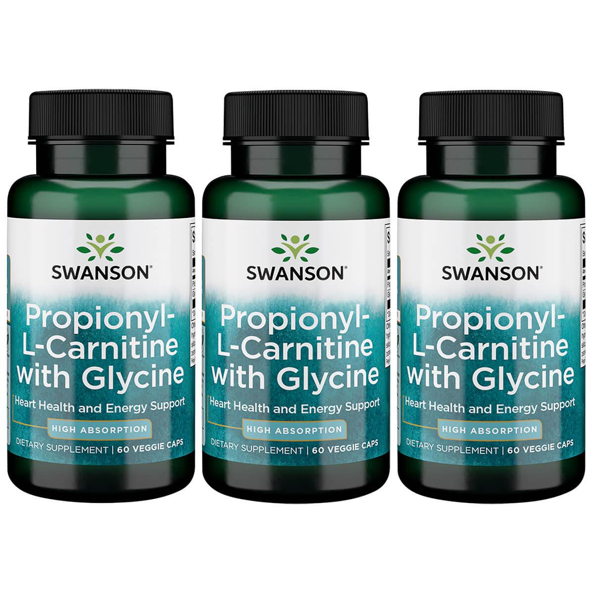 Swanson Propionyl LCarnitine with Glycine 60 Vegan Caps 3 Pack