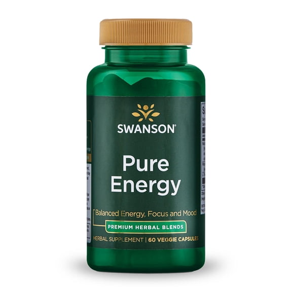 Swanson Pure Energy Metabolism Concentration Mental Focus Mood Support Stress Management Adaptogenic Herbs Herbal Supplement 60 Veggie Capsules (Veg Caps) Vegan