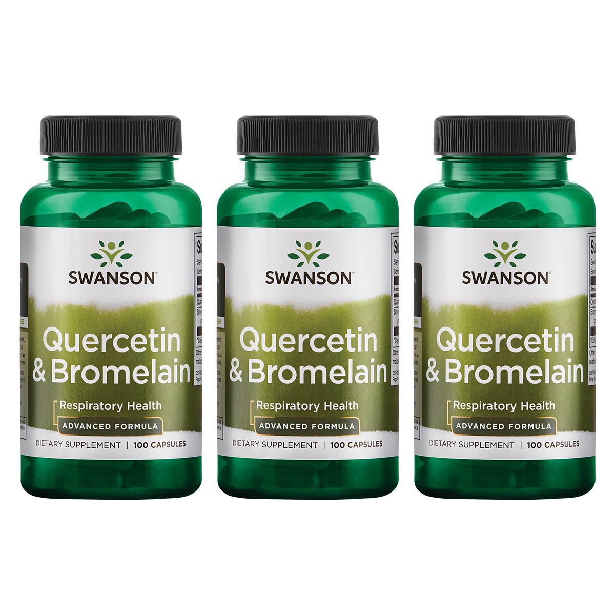 Swanson Quercetin & Bromelain Advanced Formula 100 Caps 3 Pack