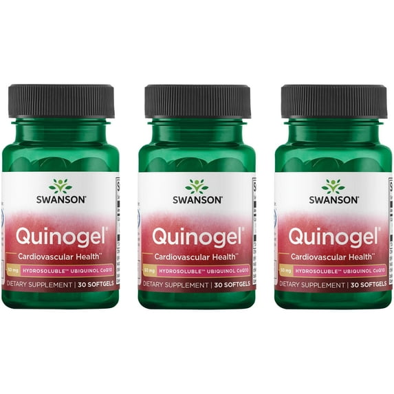 Swanson Quinogel - Hydrosoluble Ubiquinol Coq10 50 mg 30 Sgels 3 Pack
