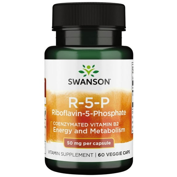 Swanson R-5-P (Riboflavin-5-Phosphate) - Vitamin B2 Supplement Promoting Energy, Metabolism & Vision Health - Natural - (60 Capsules)