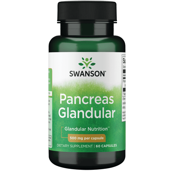 Swanson Raw Pancreas Glandular 500 mg 60 Capsules