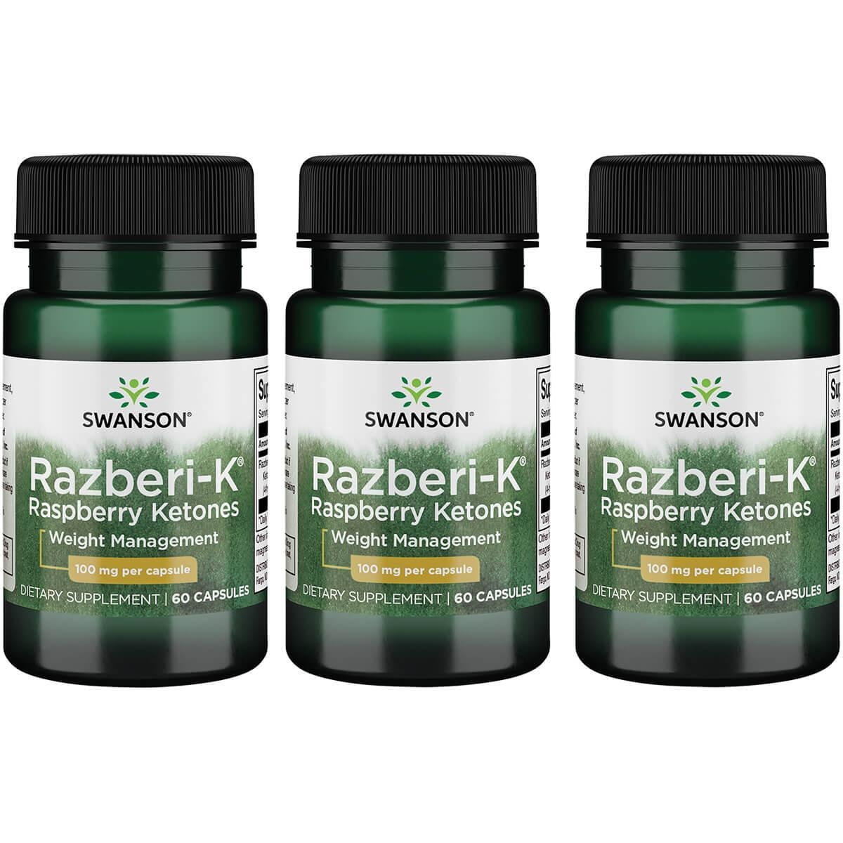 Swanson Razberi-K Raspberry Ketones 100 mg 60 Caps 3 Pack