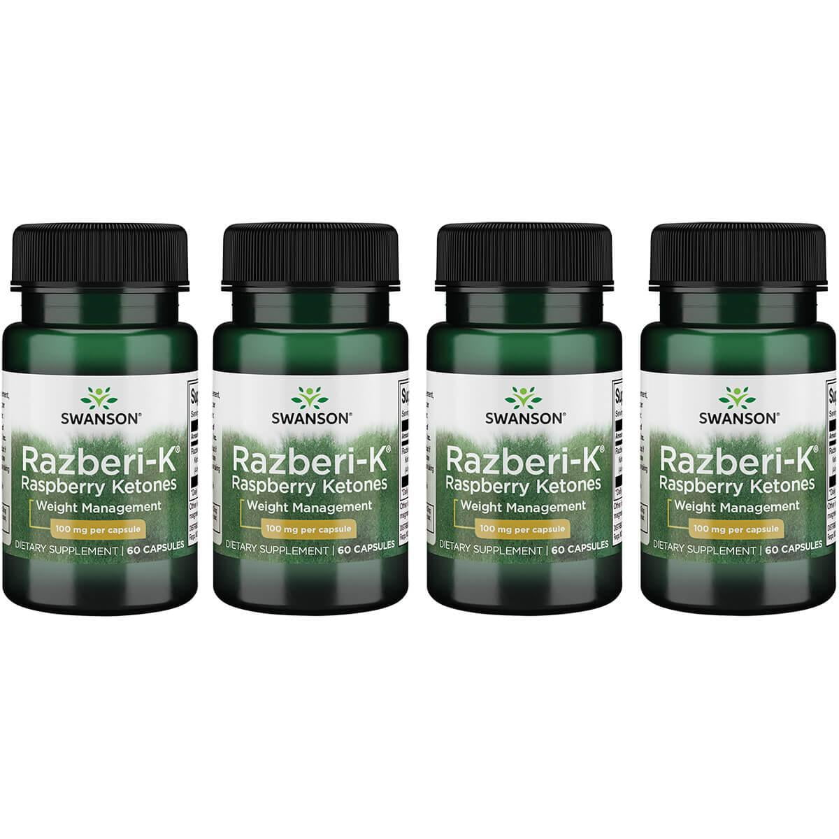 Swanson Razberi-K Raspberry Ketones 100 mg 60 Caps 4 Pack