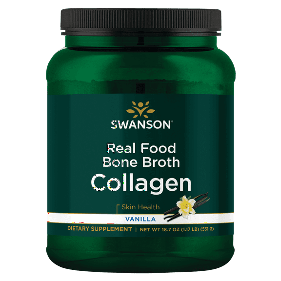 Swanson Real Food Bone Broth Collagen - Vanilla 18.7 oz Powder