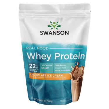 Swanson Real Food Chocolate Ice Cream Flavor Whey Protein Powder, 34 oz