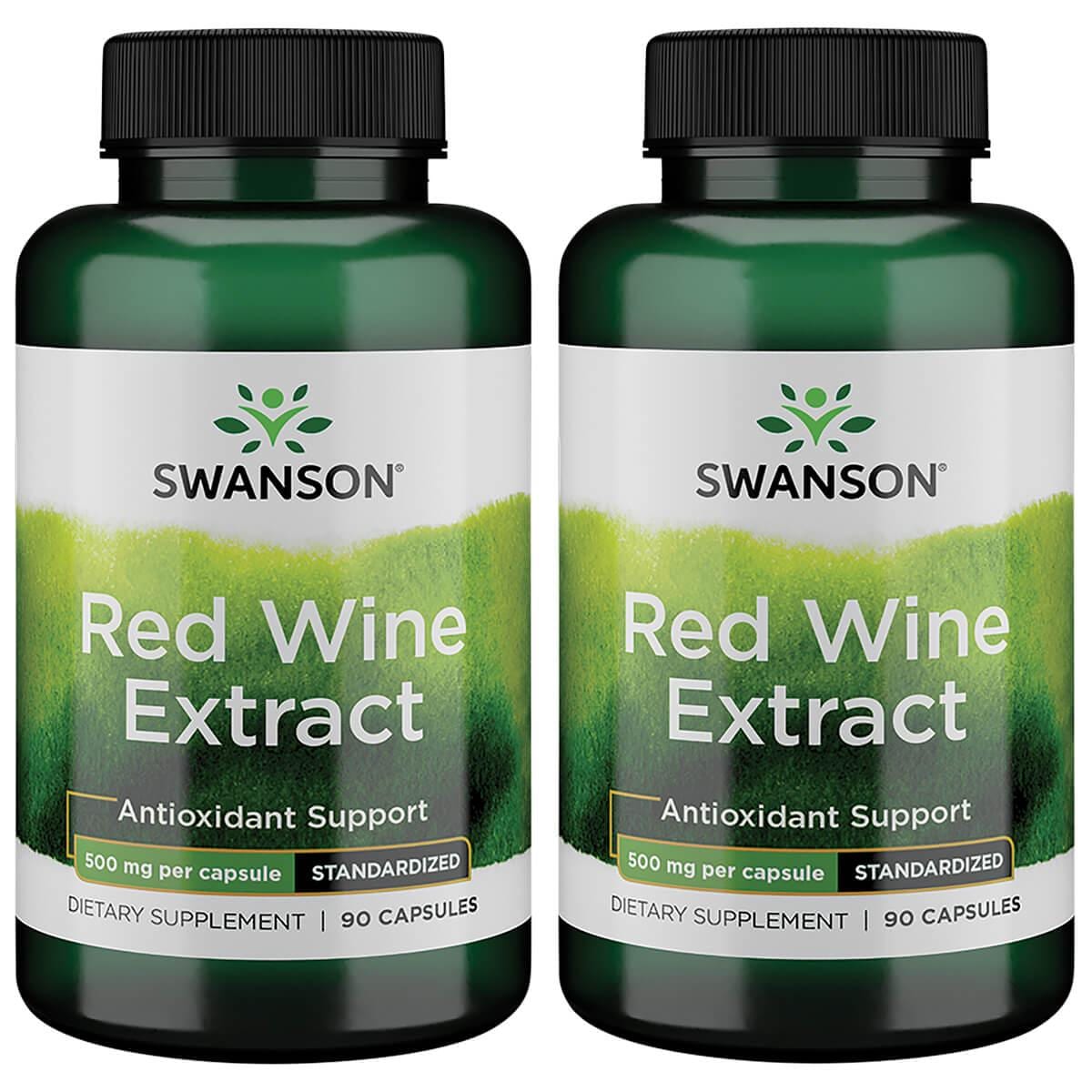 Swanson Red Wine Extract Standardized 500 mg 90 Caps 2 Pack