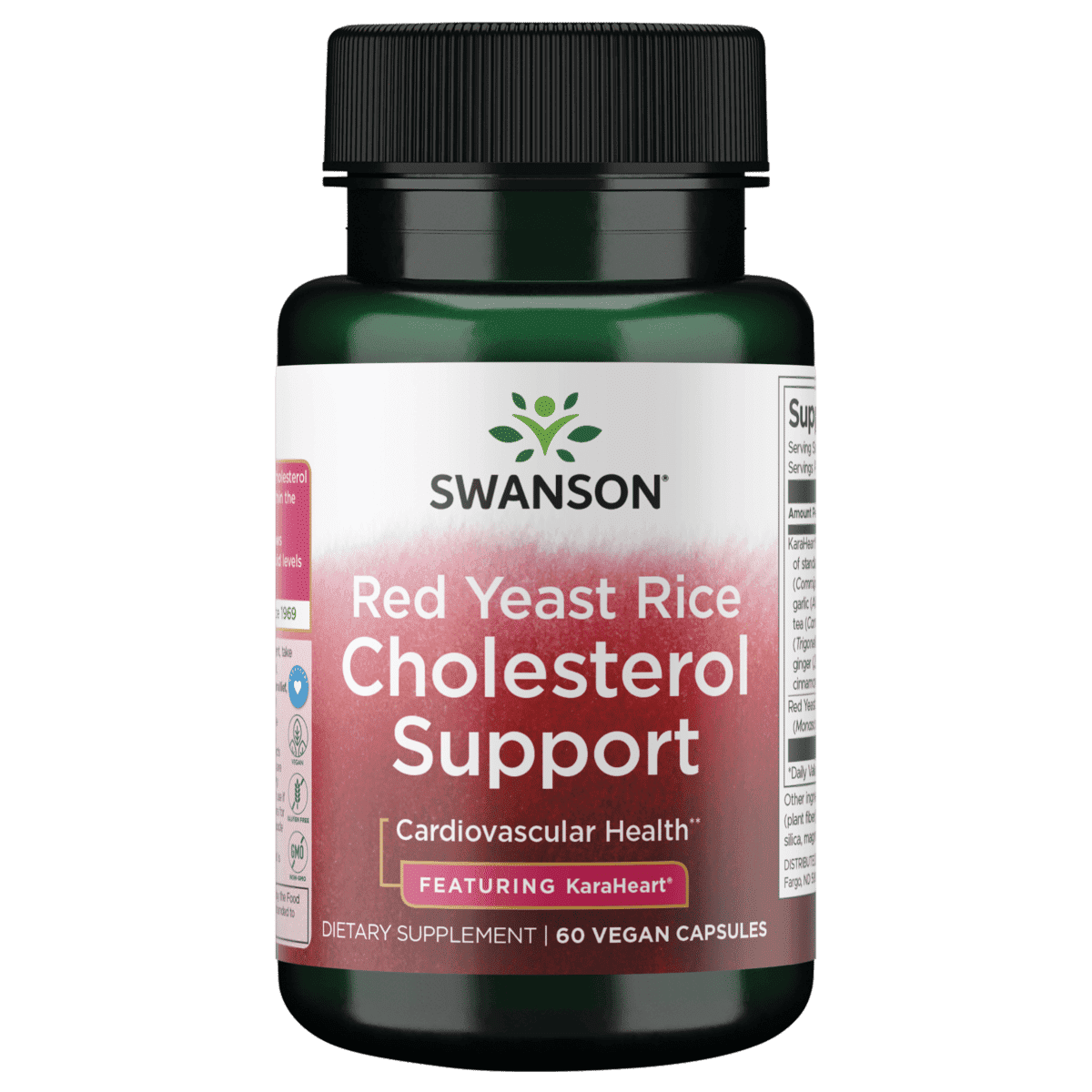 Swanson Red Yeast Rice Cholesterol Support - Featuring Karaheart 60 Vegan Caps