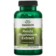 Swanson Reishi Mushroom Extract Standardized to 10% polysaccharides 500 mg 90 Capsules