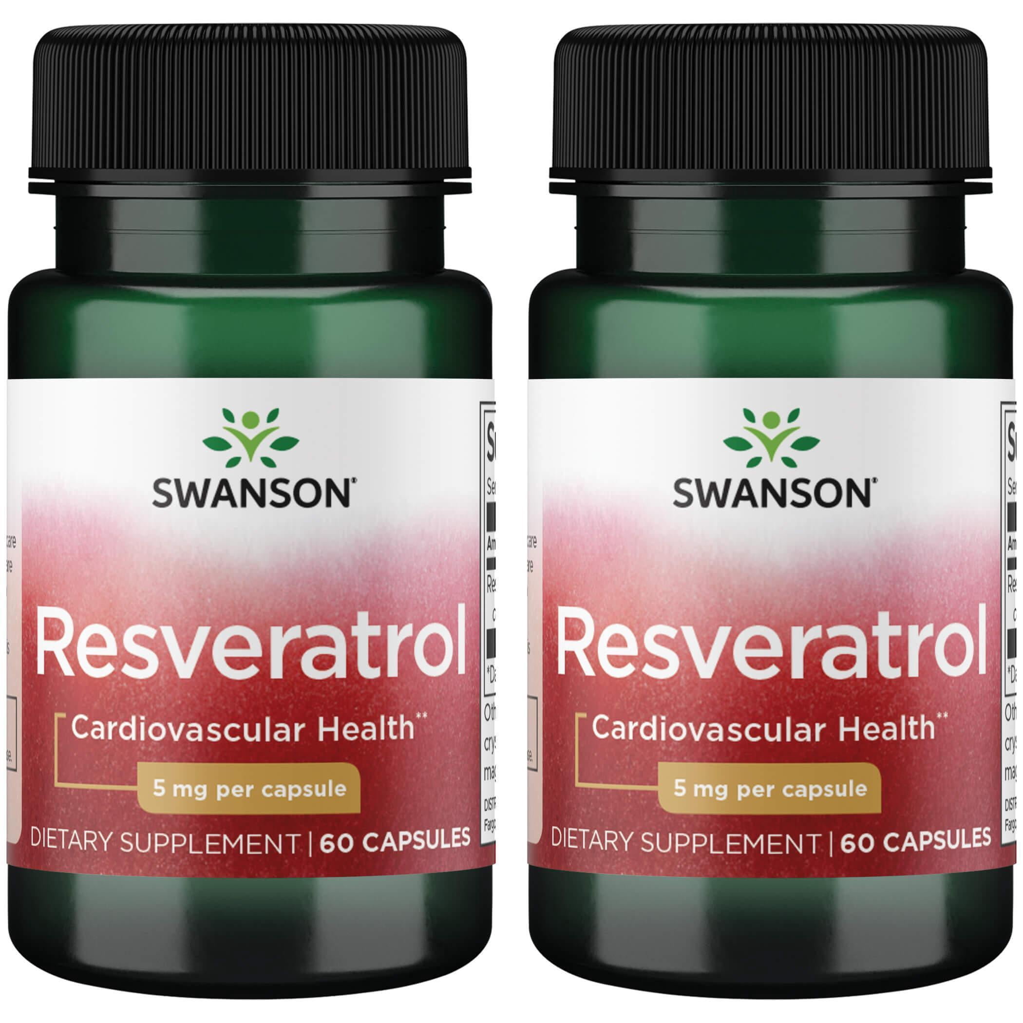 Swanson Antioxidant Resveratrol 5 mg Capsules, 60 Count, 2 Pack ...