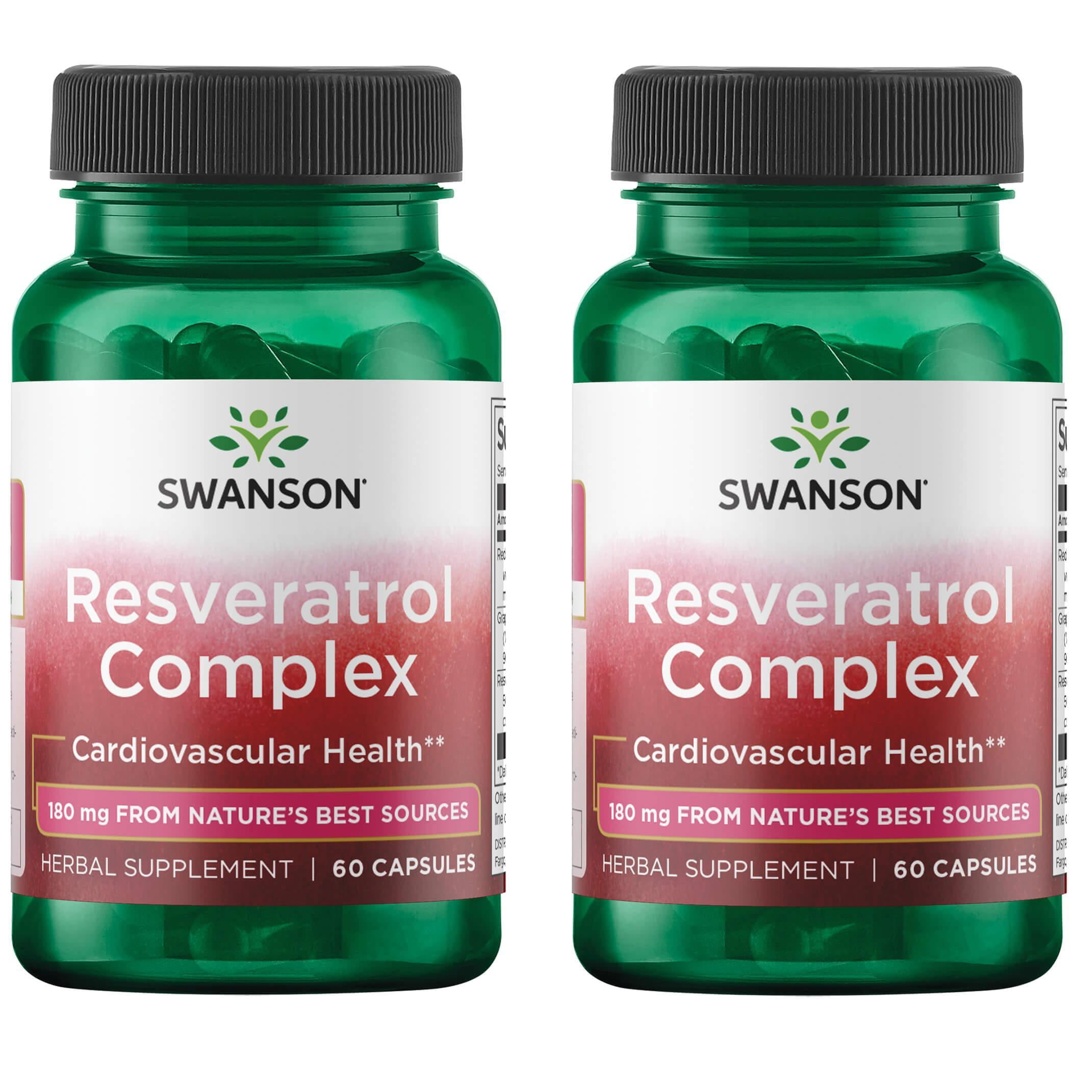 Swanson Antioxidant Resveratrol Complex Capsules, 180 mg, 60 Count, 2 ...