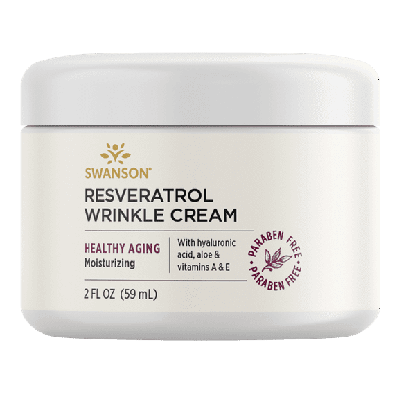 Swanson Resveratrol Wrinkle Cream with Hyaluronic Acid 2 fl oz Cream