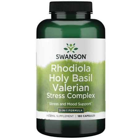 Swanson Rhodiola Holy Basil Valerian Stress Complex 180 Capsules