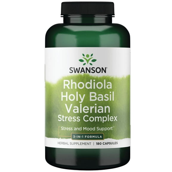 Swanson Rhodiola Holy Basil Valerian Stress Complex 180 Capsules