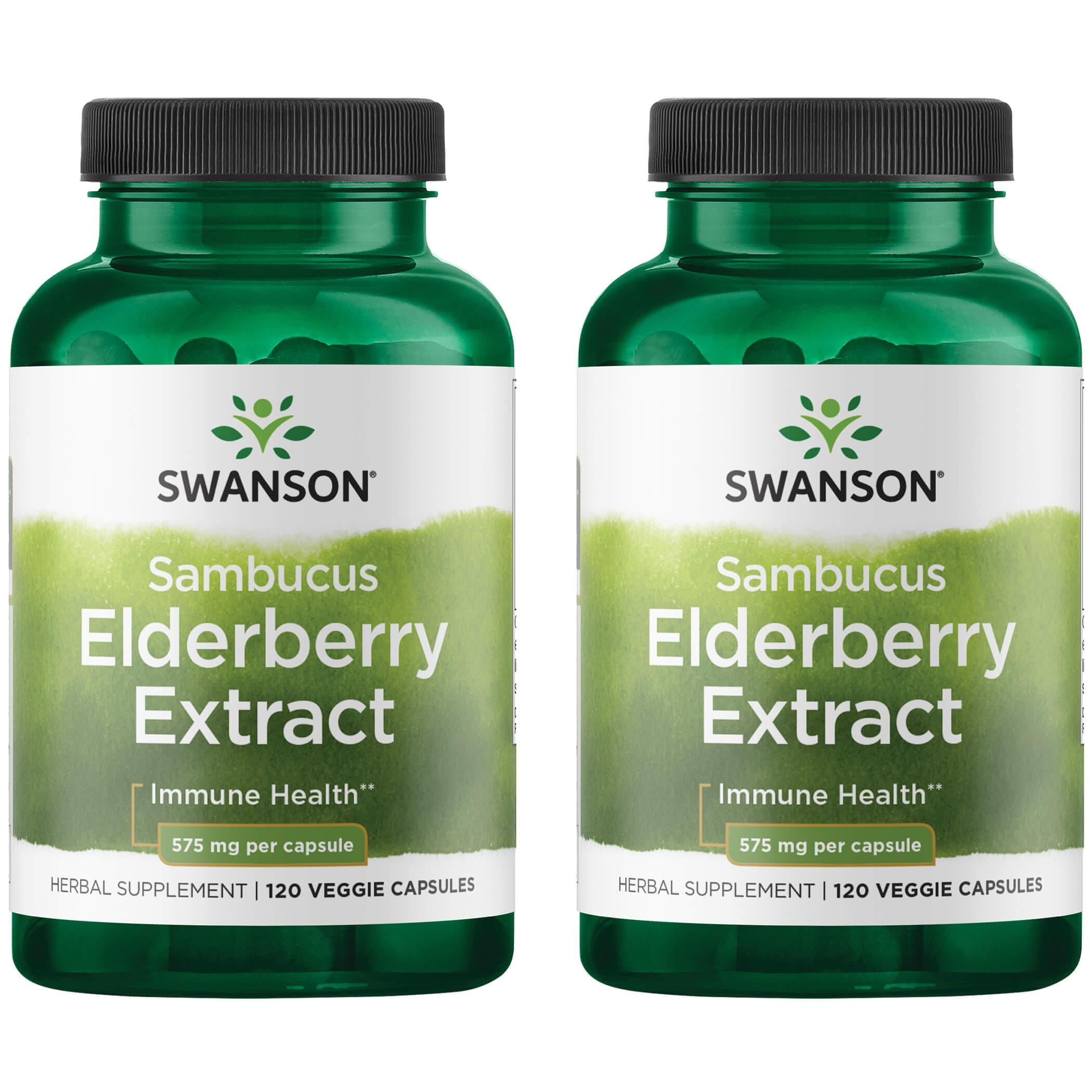 Swanson Sambucus Elderberry Extract 575 mg 120 Veg Caps 2 Pack