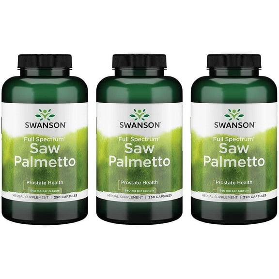 Swanson Saw Palmetto - Herbal Supplement Promoting Male Prostate Health Support - Natural Hair Supplement & Urinary Health Support (540 mg 250 Capsules) 3 Pack