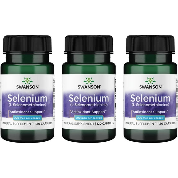 Swanson Selenium 200 mcg 120 Caps 3 Pack