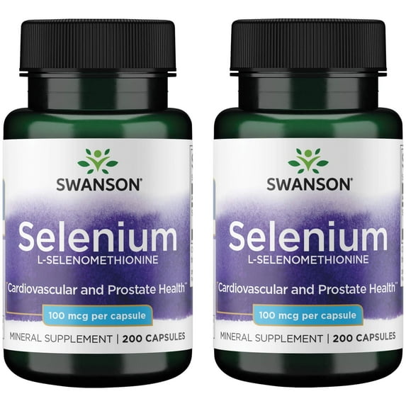 Swanson Selenium L-Selenomethionine 100 mcg 200 Caps 2 Pack