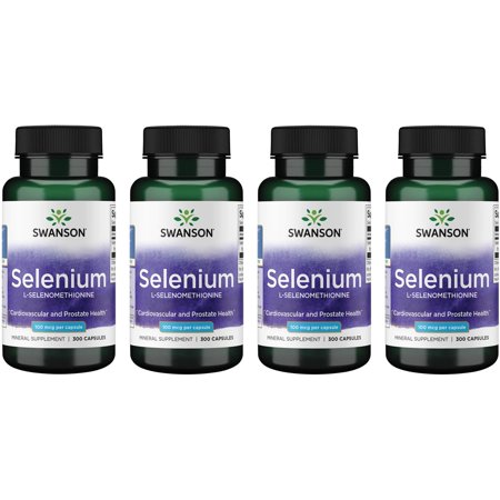 Swanson Selenium L-Selenomethionine 100 mcg 300 Caps 4 Pack