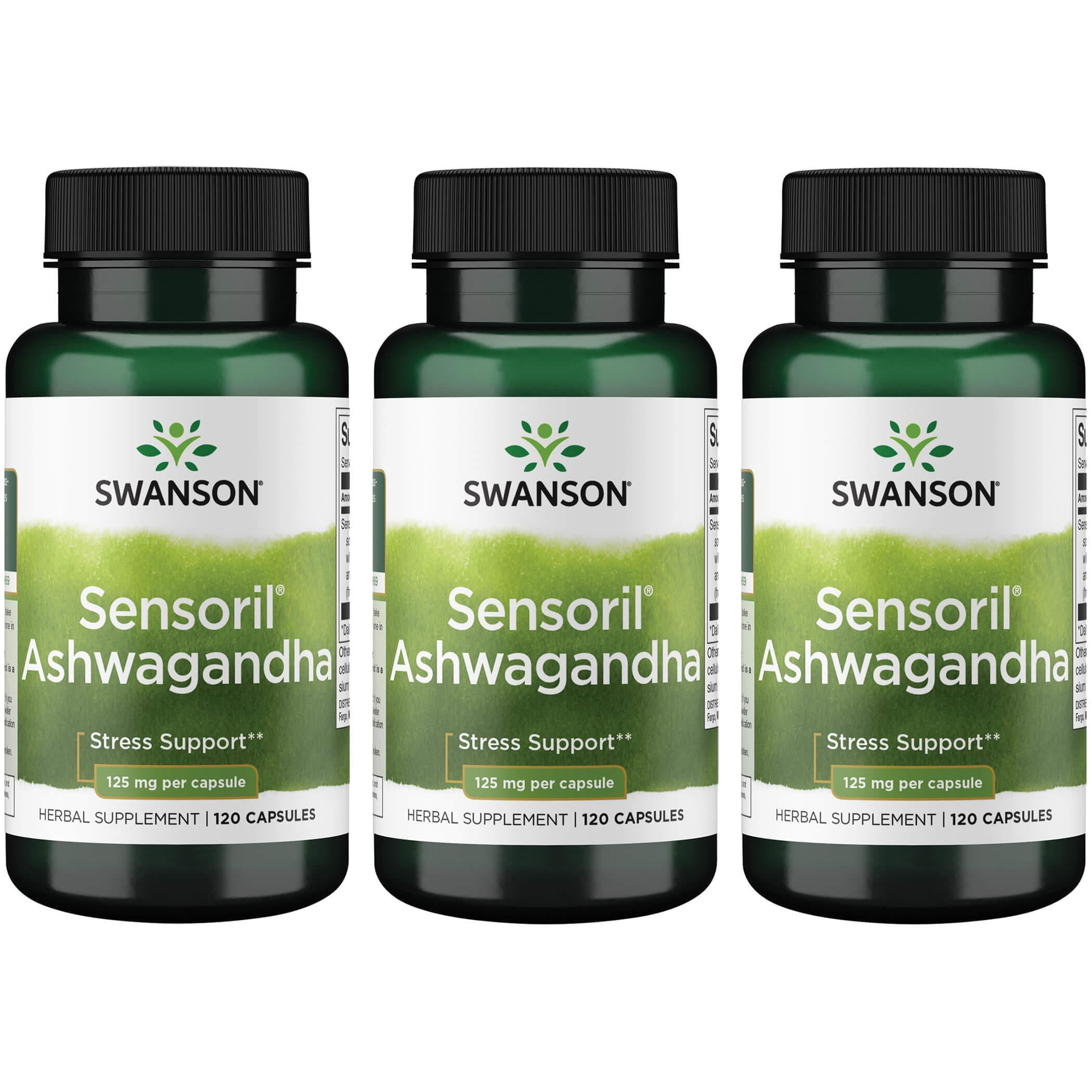 Swanson Sensoril Ashwagandha 125 mg 120 Caps 3 Pack - Walmart.com