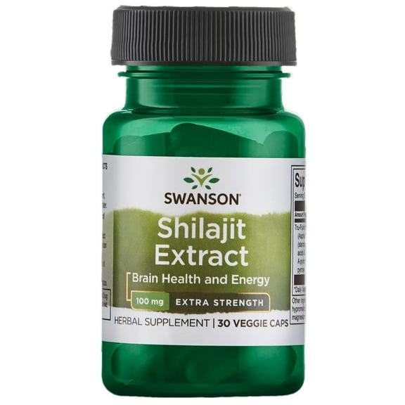 Swanson Shilajit Extract - Extra Strength 100 mg 30 Veggie Capsules