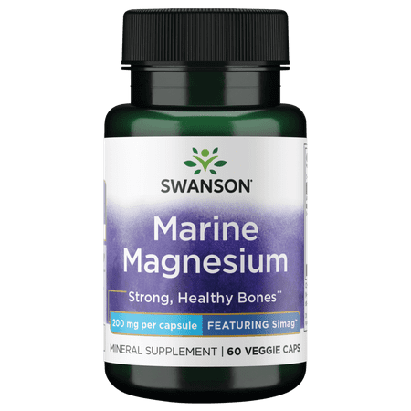 Swanson Simag Marine Magnesium 200 mg Elemental 200 mg 60 Veggie Capsules