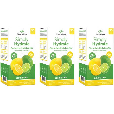 Swanson simply Hydrate Electrolyte Hydration Mix - Lemon-Lime 30 Pkts 3 Pack