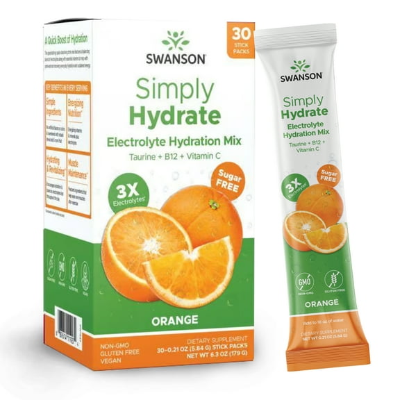 Swanson Simply Hydrate Electrolyte Hydration Mix - Orange 30 Pkts